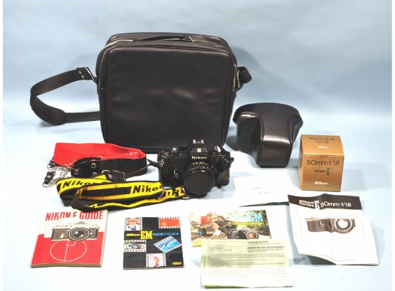 Camera Kit Nikon EM 35mm SLR Film Camera Body With 50mm F/1.8 Lens -like New