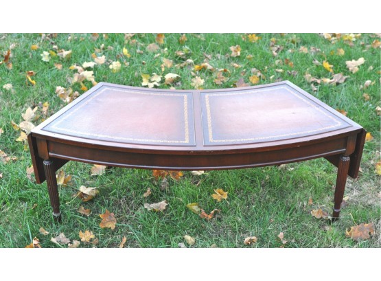 Vintage Mahogany Leather Top Leaf Coffee Table
