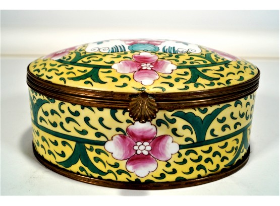 Limoges Hand Painted Oval Pottery Box