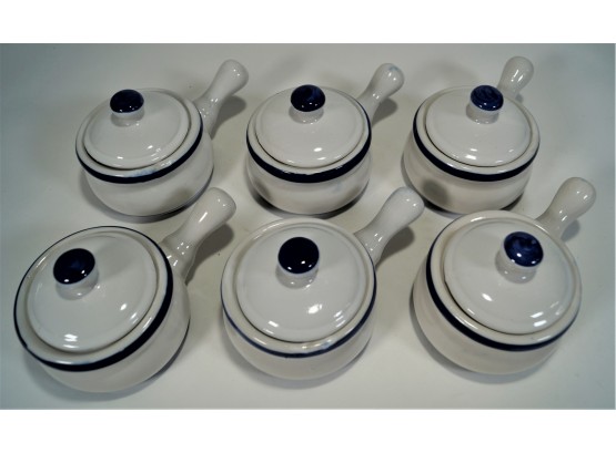 Set Of 6 Earthenware Soup Bowls With Lids