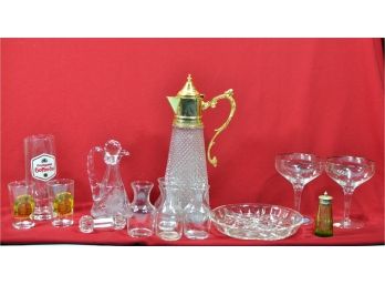 Vintage Glass Lot- Pitcher, Beer Glass, Decanter Etc.