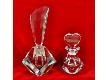 Two Vintage TILSO & Orrefors Crystal Perfume Bottles- Signed