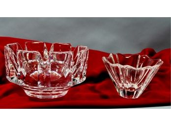 Pair Original Vintage ORREFORS CORONA Crystal Bowls LARS HELLSTEN - Sweden
