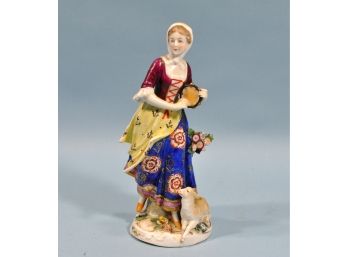 Antique Porcelain Figurine Lady With Sheep