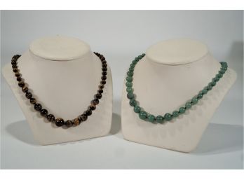 Two Necklaces With Semi Precious Stones