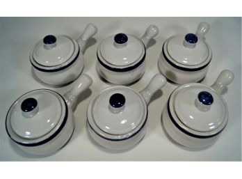 Set Of 6 Earthenware Soup Bowls With Lids