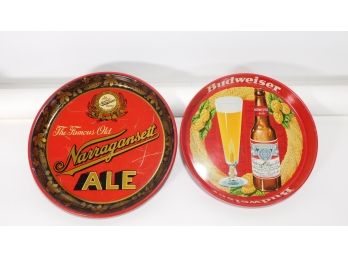 Lot 2 Vintage Beer Trays - Narragansett Ale, Budweiser