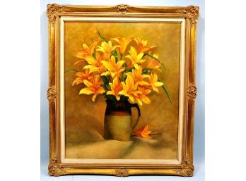 Vintage Flower Still Life Oil Painting