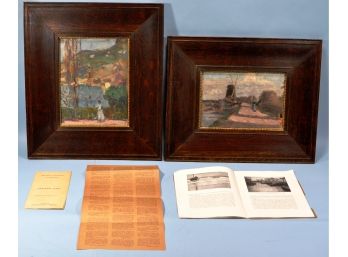 Eugène Lawrence VAIL (1857-1934) Pair Original Oil Paintings & Paperwork