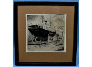 Harry SMITH (1875-1951) 'Dry Dock' Original Etching Signed