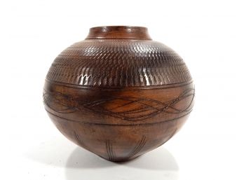 Studio Art Pottery Round Vase Signed