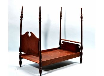 Antique Miniature Wooden Toy Bed