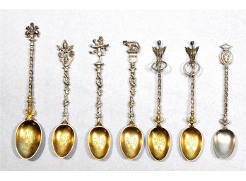 Lot 7 Vintage .800 Silver Figural Souvenir Spoons
