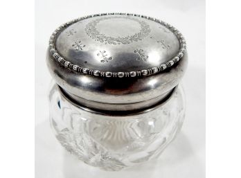 Antique Cut Glass & Sterling Silver Dresser Jar