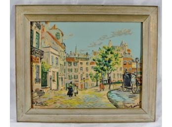 'La Butte Montmartre' Framed Watercolor Signed Brouch