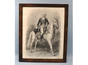 Antique 19th Century Print 'Geo Washington Chief Commander Of Continental Army'