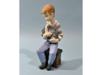 Vintage Nao Lladro Figurine Boy With Dog