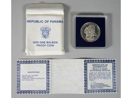 1976 Republic Of Panama One Balboa .925 Silver Proof Coin