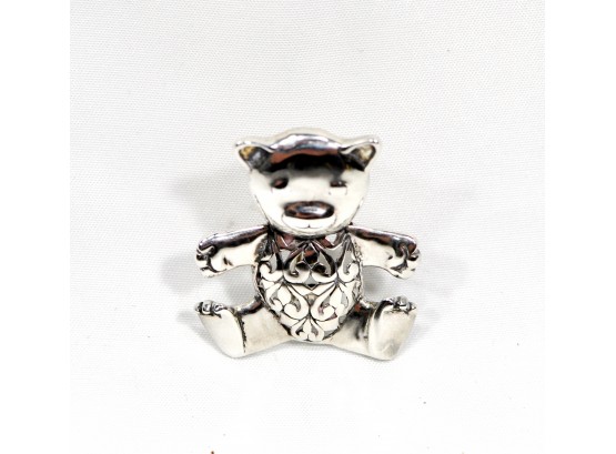 Vintage Teddy Bear Sterling Silver Pin Brooch
