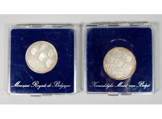 1980 Set 2 Silver Belgian Proof 500 Franks Commemorative Coins
