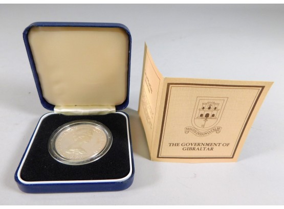 1980  GIBRALTAR One Crown Proof Silver Coin With Box