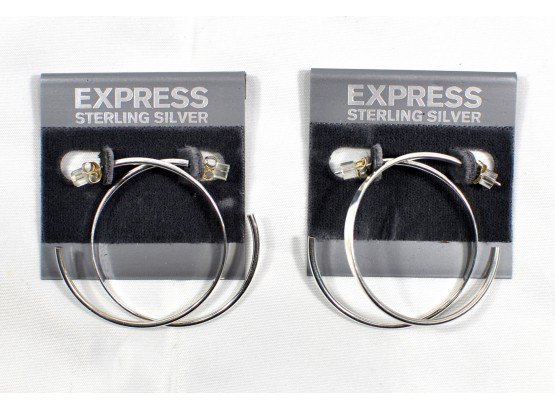 Two New Pairs Of Sterling Silver Hoop Earrings