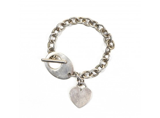 Vintage Sterling Silver Heart Fob Bracelet