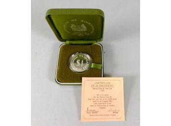 1976 SINGAPORE One Dollar Proof Silver Coin With Box & COA