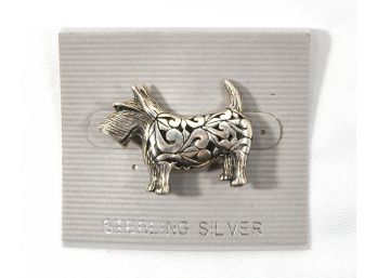 Vintage New Terrier Dog Sterling Silver Pin Brooch