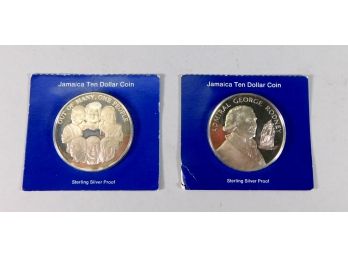Lot 2 JAMAICA 1977, 1978 Proof $10 Silver Coins