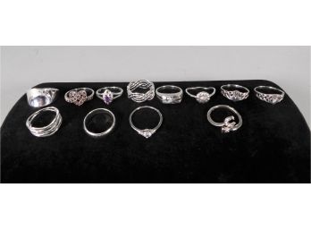 Lot Of 18 Sterling Silver Rings