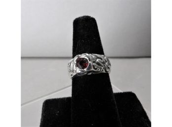 Sterling Ring With Round Garnet