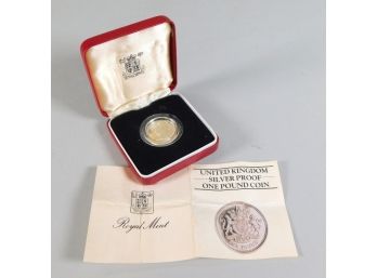 1983 UNITED KINGDOM One Pound Proof Silver Coin With COA