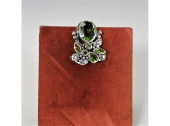Sterling Brooch With Peridots