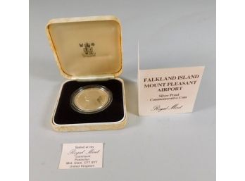 1985 FALKLAND ISLAND 50 Pence Proof Silver Coin With Box & COA