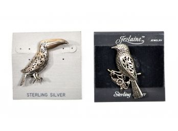Lot 2 Unused Sterling Silver Bird Brooches/ Pins