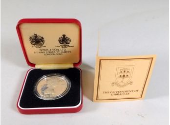 1980 GIBRALTER One Crown Proof Silver Coin With COA