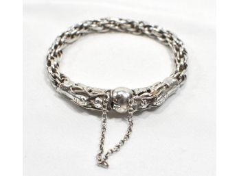 Vintage Sterling Silver Dragon Head Braided Bracelet