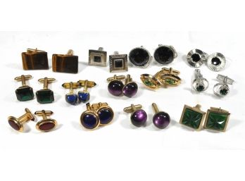 Lot 13 Pairs Cufflinks With Stones