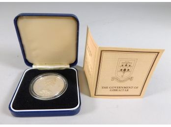 1980  GIBRALTAR One Crown Proof Silver Coin With Box