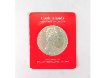1977 COOK ISLANDS BU $25 Silver Coin