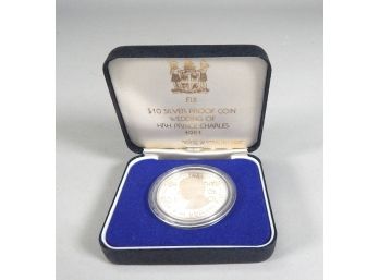 1981 Silver Proof FIJI 10 Dollar Commemorative Coin Prince Charles Wedding