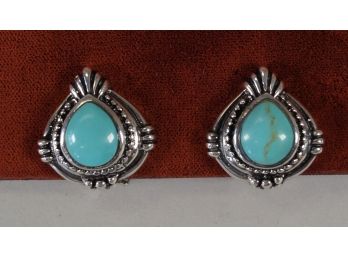 Sterling & Turquoise Clip-On Earrings