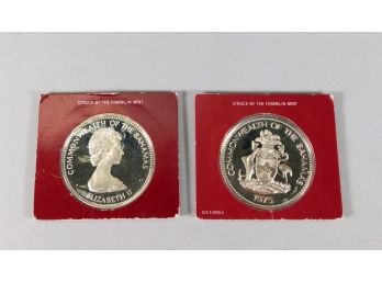 Lot 2 BAHAMAS 1973, 1975 Proof $10 Silver Coins
