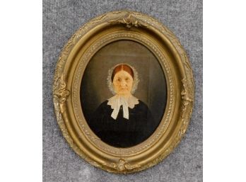 Small Victorian Painting Old Woman Portrait