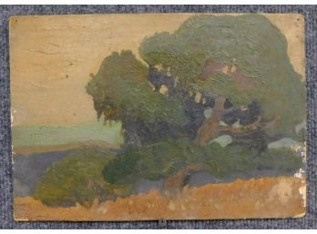 Vintage Impressionistic Oil Painting Of Tree