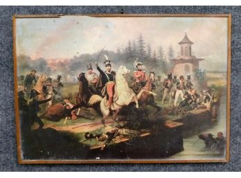 Antique Polish Lithograph SUCHODOLSKI Battle Scene