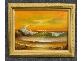 Vintage Seascape Oil Painting - Signed