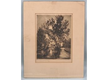 Ray WEISS (1889 - 1984) Connecticut Riverscape Original Etching