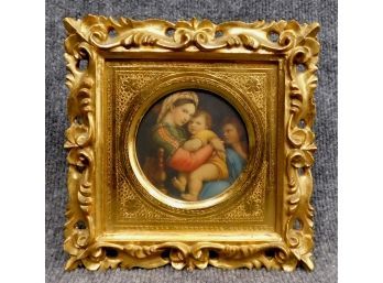 Madonna By Raphael - Vintage Reproduction In Wood Frame